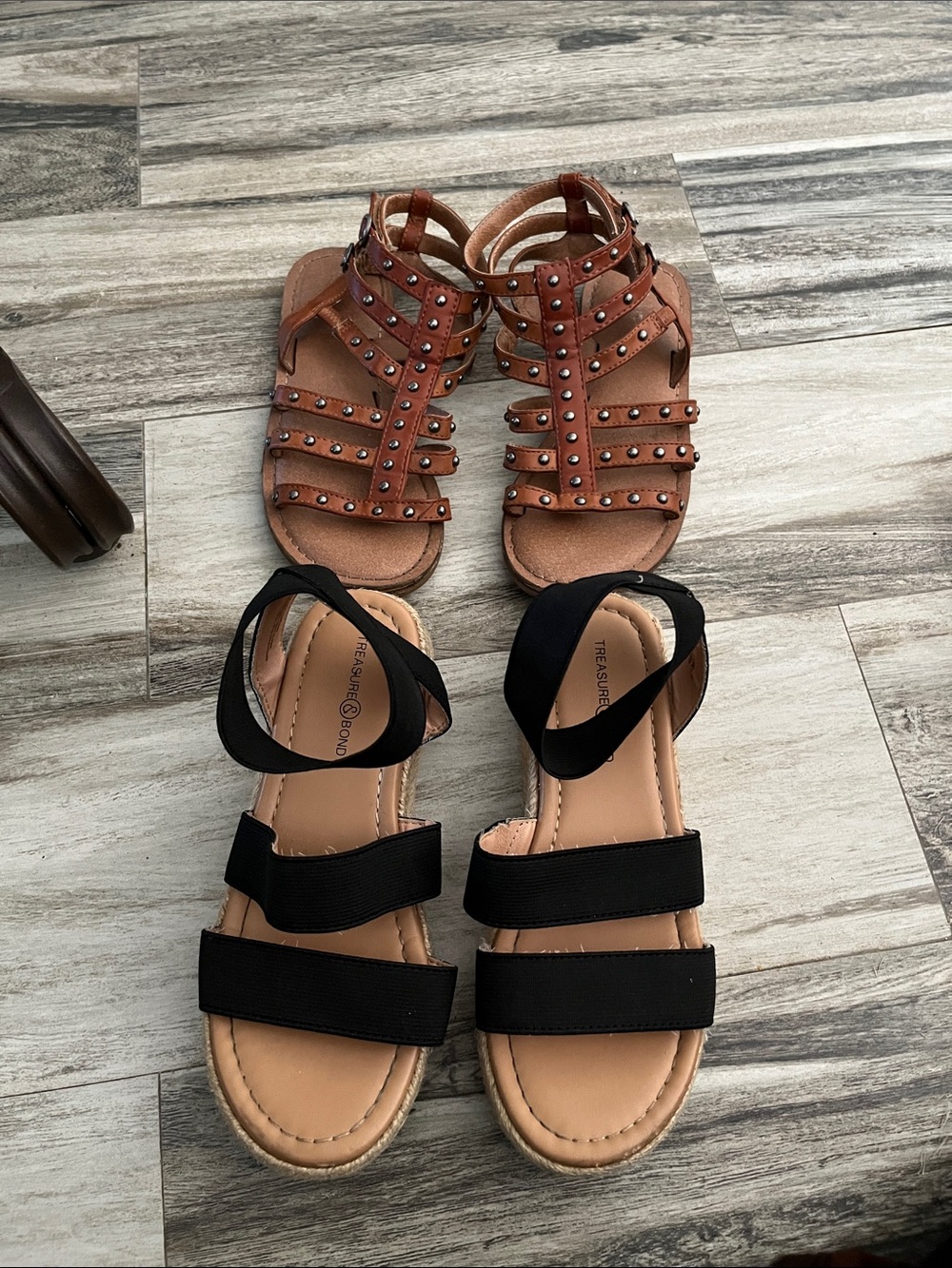 Girls Treasure & Bond Black Elastic Strap Sandals & kidpik Gladiator Sandals